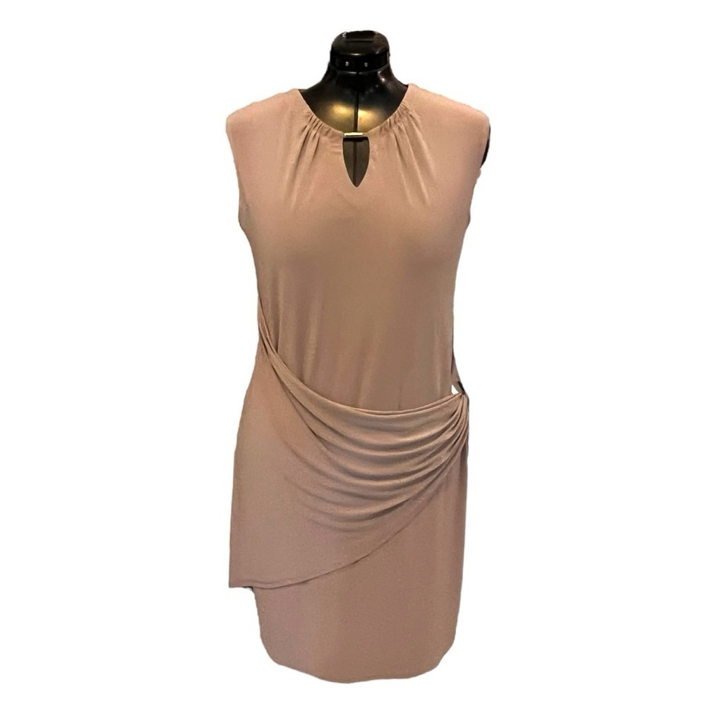 Artex Fashions Stretch Dress with Draping and Silver Hardware